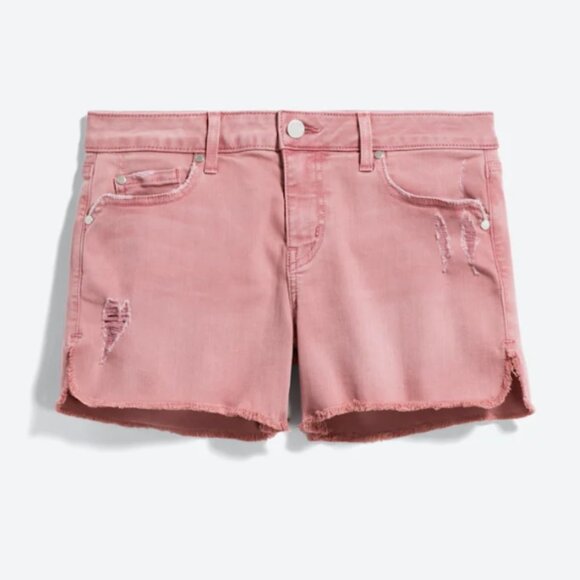 NWT!! Size 8 - Level 99 Adelynn Side Slit Distressed Light Pink Denim Shorts - Picture 1 of 10